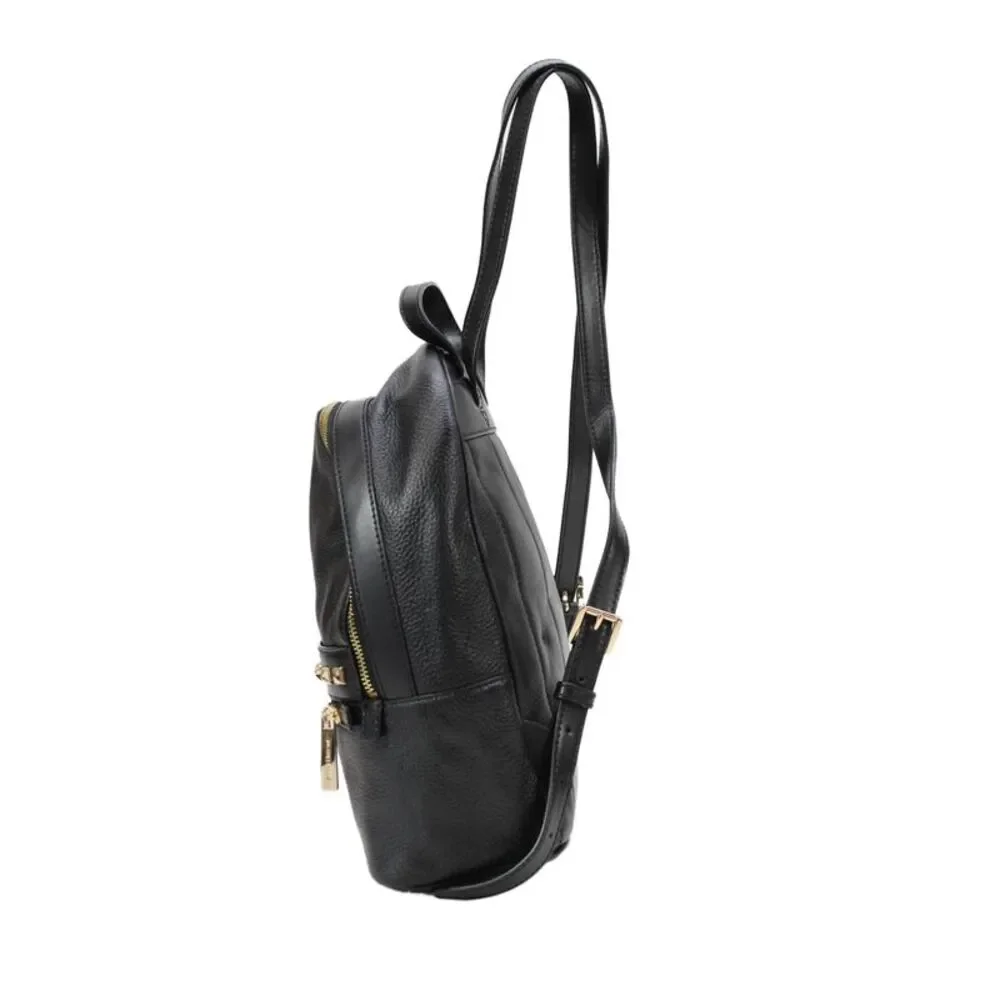 Michael Kors Kenly Medium Studded Pebbled Leather Zippered Backpack Black
